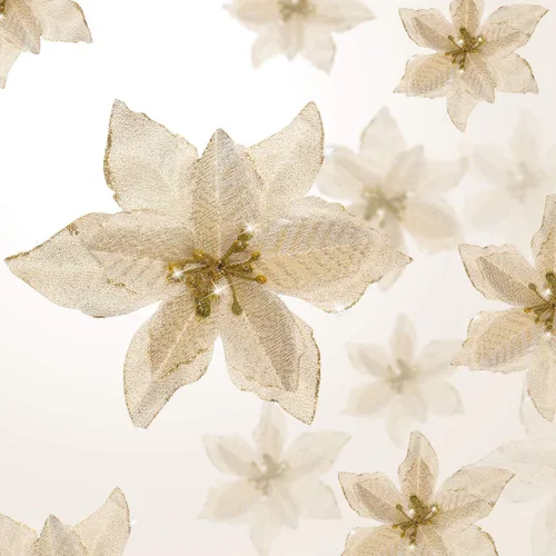 Vista 15 de WILLBOND 36 piezas de flores de Pascua navideñas de 3 tamaños para árbol de Navidad, flores falsas con purpurina, decoración, adornos de flor