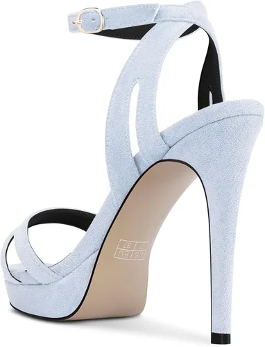 Vista 3 de NobleOnly Sandalias de tacón alto de aguja para mujer, con correa en el tobillo, con hebilla y correa para el tobillo, vestido de fiesta, zapatos