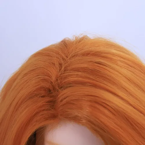 Vista 6 de Hulaidywig Peluca corta de color naranja para cosplay, pelucas sintéticas de anime para fiestas de disfraces de Halloween (12 pulgadas para niños)