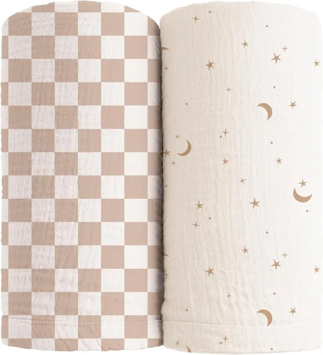 Vista 14 de Konssy Mantas de muselina para envolver al bebé para niños y niñas, paquete de 2 mantas de recepción para bebés, tamaño grande 47 x 47 pulgadas