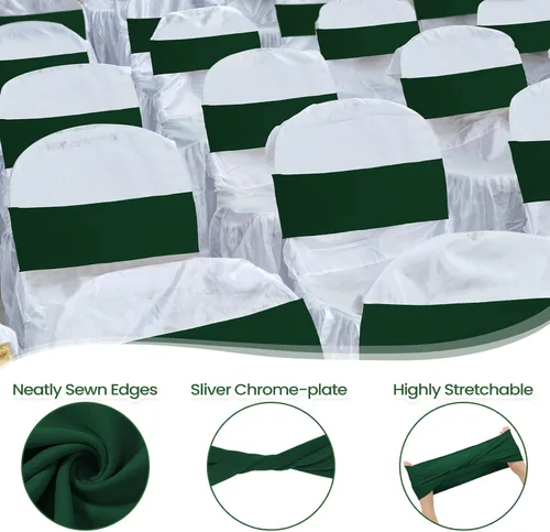 Vista 3 de CHENGU 100 bandas de elastano para silla, con lazo liso, para bodas, sin hebilla, decoraciones de cumpleaños, lazos elásticos, bandas deslizantes