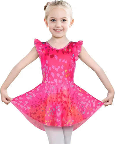 Vista 39 de iLover Vestido de leotardo clásico con tutú y mangas con volantes para niñas, para danza, gimnasia y ballet Negro