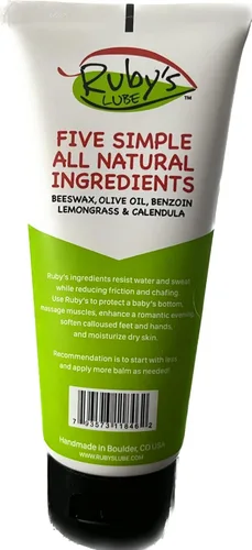 Vista 2 de Ruby's Lube Bálsamo antirozaduras Totalmente natural, hecho a mano en Boulder, CO Resistente al sudor y al agua Ayuda a prevenir rozaduras e