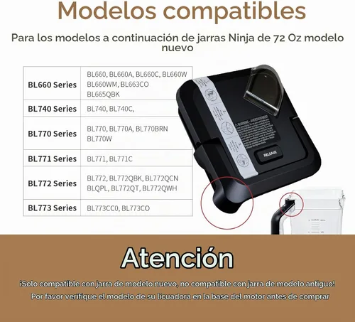 Vista 2 de Reemplazo de la tapa de la licuadora, cubierta superior de jarra de 72 onzas compatible con Ninja