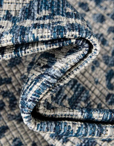 Vista 6 de Unique Loom Alfombra de la colección tradicional para exteriores, desgastada durante el tiempo (octágono de 5 pies y 3 pulgadas, azul/gris)