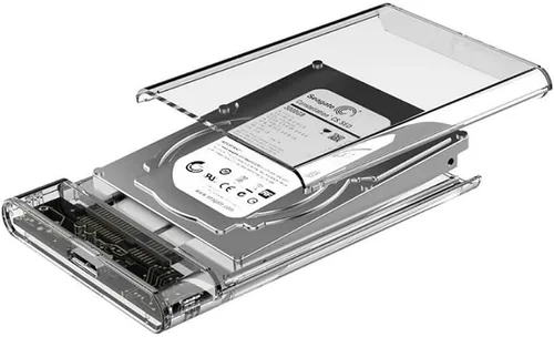 Vista 4 de Tianle Carcasa para disco duro de 2.5 pulgadas, SATA a USB 3.1 6 Gbps, caja transparente para disco duro externo sin herramientas, compatible