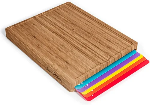 Vista 10 de Juego de tablas de cortar de bambú con 6 alfombrillas, tablas de cortar