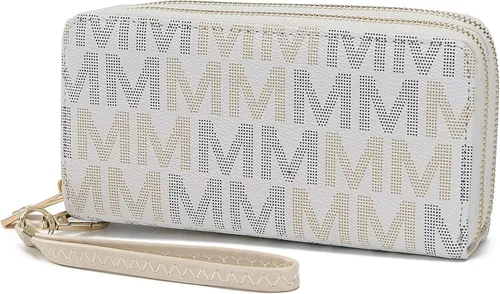 Vista 76 de MKF Collection Mia K - Cartera de pulsera para mujer, pequeña cartera de cuero vegano para tarjetas de crédito con cremallera y bolsillo