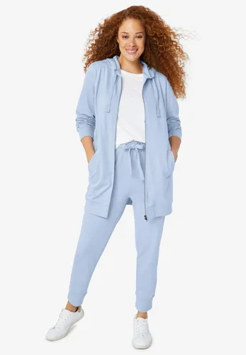 Vista 5 de Ellos Pantalones deportivos de rizo francés con cordón para mujer, talla grande