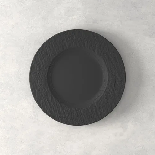 Vista 3 de Villeroy & Boch Manufacture Rock - Juego de 4 lugares, plato de cena, plato de ensalada, cuenco de arroz, cuenco para pasta, porcelana premium, Negro