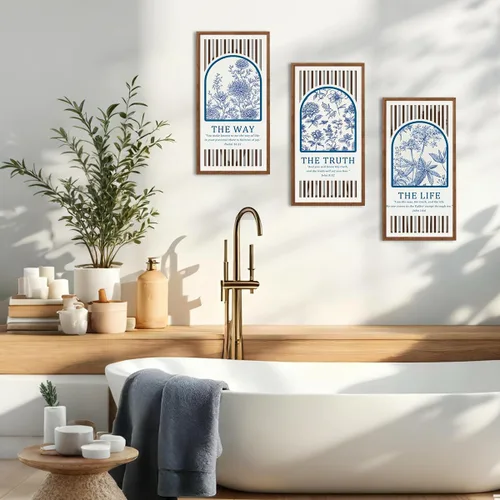Vista 4 de BINCUE Arte de pared de la Biblia de Jesús, versículo bíblico, decoración de pared de madera, escritura moderna para sala de estar, dormitorio