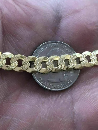Vista 5 de Men's Cuban Link Bracelet 14k Gold Over Solid 925 Sterling Silver Bracelet - 8.5" 8mm - Diamond Cut Pave