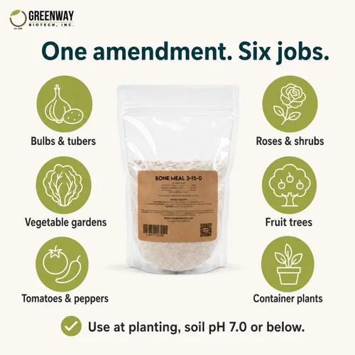 Vista 5 de Greenway Biotech, Inc. Fertilizante de harina de huesos 3-15-0 más 24% de calcio para el fuerte desarrollo de raíces de las plantas, fuente