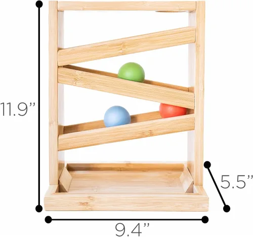 Vista 4 de Pista de bolas Montessori pequeña de madera - Juguetes de madera para niños de 3 años - Juguete educativo para bebés y niños pequeños - Pista