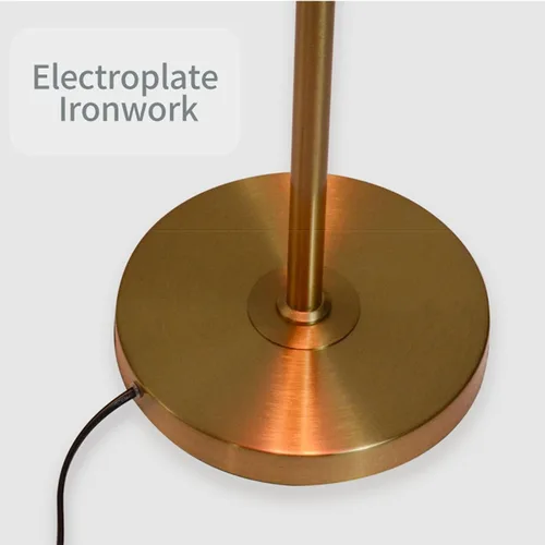 Vista 7 de Lámpara de pie moderna, pantalla de avestruz natural, lámpara de pie con luz blanca, cuerpo de lámpara dorado con cable enchufable, lámpara de pie