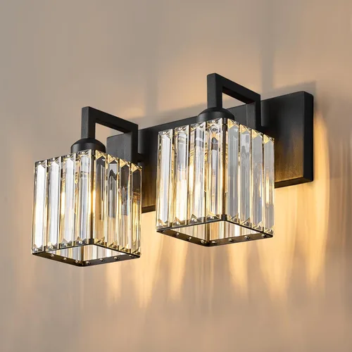 Vista 57 de Moderna lámpara de cristal para pared/tocador de baño, de 5 luces, color cromo Cromo torcido