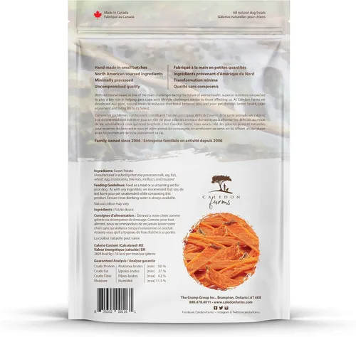 Vista 2 de Golosinas de batata dulce en forma de papas fritas de Caledon Farms para perros: 220G/7.8OZ