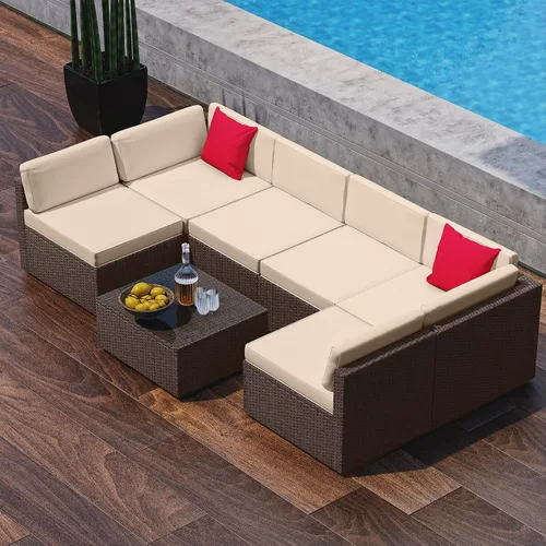Vista 10 de Nestl Muebles de patio al aire libre seccionales, base negra/cojines grises de carbón
