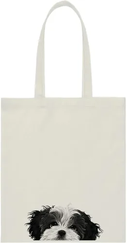 Vista 13 de WIRESTER Bolsa de lona para mujeres y niñas, bolsa de playa, comestibles y viajes, lindo perro