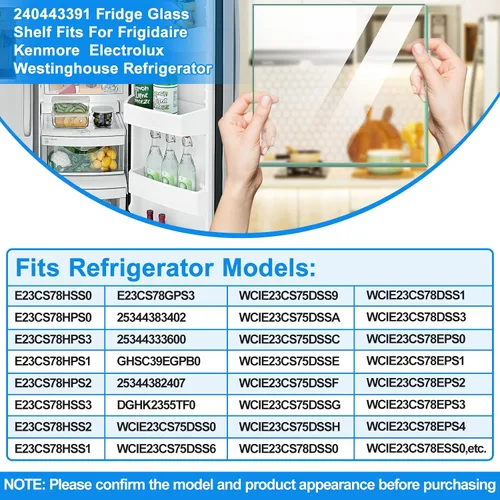 Vista 5 de Actualizado 240443391 Reemplazo de estante de vidrio para refrigerador Frigidaire Electrolux Kenmore Cubierta de cajón de delicatessen Inserto