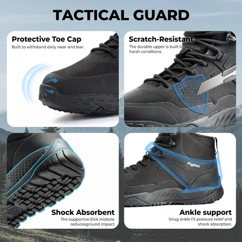 Vista 6 de Men's Military Tactical Boots Waterproof Lightweight Non-Slip negro (Black Tactical)