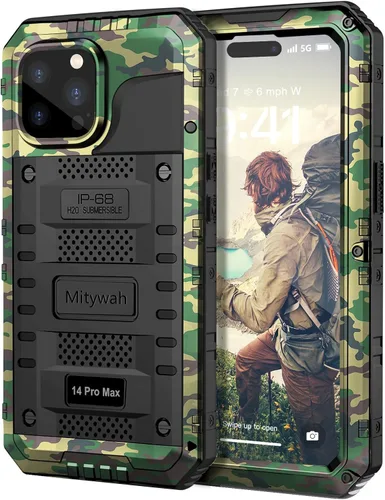 Vista 141 de Mitywah Funda impermeable para iPhone 7/iPhone 8 / iPhone SE 2020, funda de metal resistente de grado militar, protección de cuerpo completo