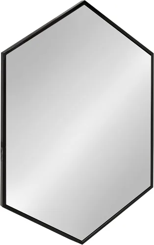 Vista 2 de Kate and Laurel McNeer - Espejo de pared hexagonal grande de metal, 31x22, negro
