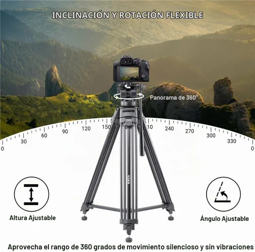 Vista 4 de 3Pod V3AH - Trípode de video de aluminio para cámara con cabezal fluido