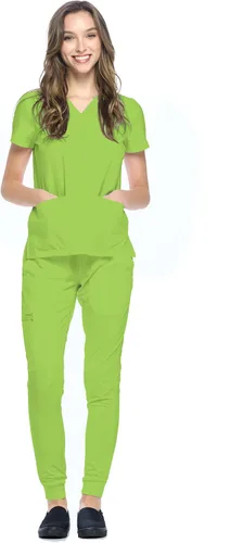 Vista 19 de Dagacci Medical Uniform® Women's V-Neck Jogger Scrubs Negro