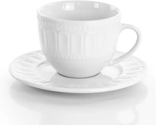 Vista 8 de Elama Charlotte - Vajilla de porcelana (20 piezas), color blanco