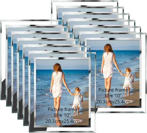 Vista 12 de Hoikwo Marcos de fotos a granel de 4 x 6, 4 paquetes de marcos de fotos plateados de 4 x 6, marcos de boda de vidrio de 4 x 6, marcos de fotos