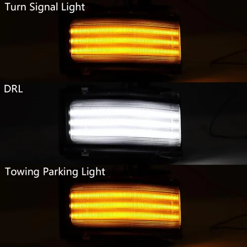 Vista 5 de Compatible con Ford Super Duty 2017-2022 2023 F250 F350 F450 F550 2X luz de señal de giro para espejo lateral de circulación diurna DRL lámpara