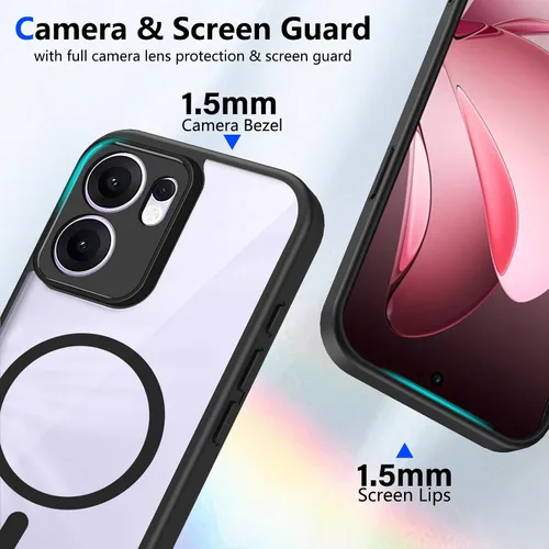 Vista 48 de Funda magnética transparente compatible con Xiaomi 17T, color negro 2 en 1 PC + TPU cubierta de teléfono a prueba de golpes, carcasa protectora
