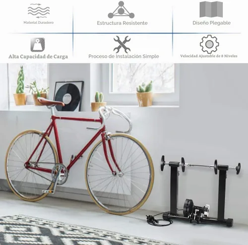 Vista 7 de Soporte de bicicleta de interior para ejercicio, convertidor de bicicleta estacionario de reducción de ruido, entrenador de bicicleta de resistencia