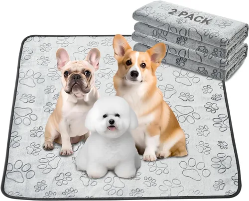 Vista 23 de Qeils Almohadillas reutilizables para cachorros, paquete de 2 almohadillas lavables para orina para perros, almohadilla antideslizante impermeable
