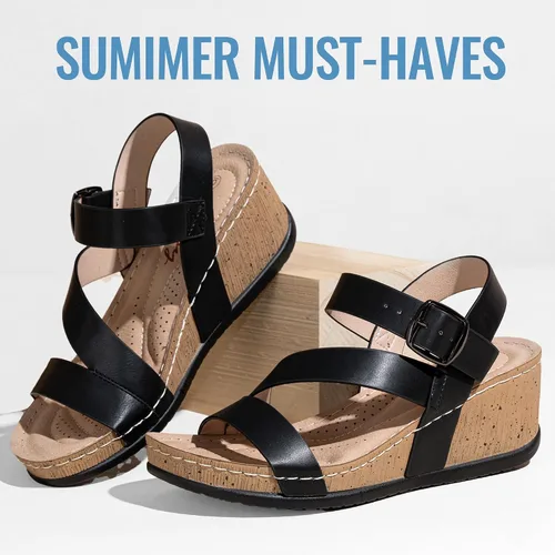 Vista 7 de Jeossy Sandalias de plataforma para mujer 835 cómodas sandalias de verano con hebilla y correa al tobillo