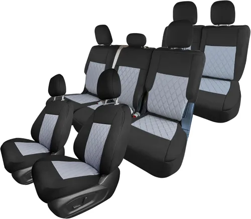 Vista 25 de FH Group Fundas de asiento de automóvil de ajuste personalizado específicamente hechas para Ford Explorer Base 2020-2024, fundas de asiento Negro