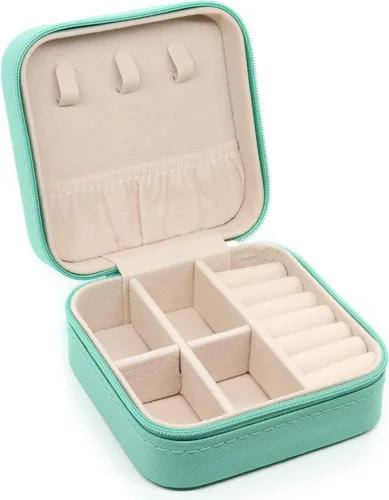Vista 2 de KEINE MARKE Joyero pequeño, estuche portátil de viaje para anillos, colgantes, aretes, collares, organizadores de pulseras, cajas de almacenamiento