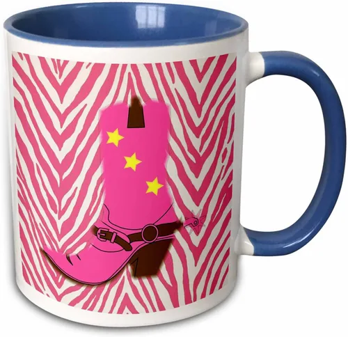 Vista 10 de 3dRose Taza de café, tamaño - 15oz - Imagen de la bota de vaquero rosa femenina en la vida campestre Chevron rosa - divertido regalo de taza de café