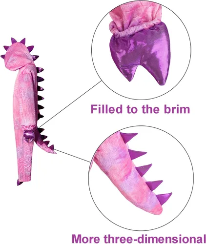 Vista 2 de Disfraz de T-rex rosa para niñas de 3 a 14 años