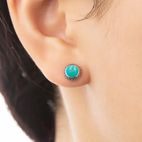 Vista 39 de Aretes de plata de ley con piedra natal de cristal real, joyería para mujer, moda occidental 925, envejecida, bohemia, hecha a mano, el mejor regalo