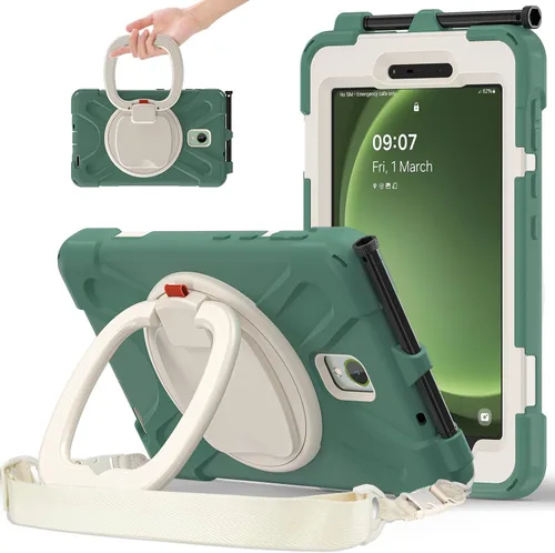 Vista 143 de 360 Rotation Case for Galaxy Tab ActivePro/Tab Active4 Pro/Active 5 Pro 10.1" Sturdy Cover Rotate Ring Stand Shoulder Carrying Strap Hand Strap