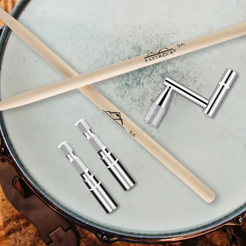 Vista 5 de EASTROCK - Juego de 3 piezas de llave de afinación de tambor con broca de taladro, llave de percusión para accesorios de tambor