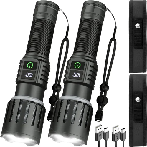 Vista 12 de Victoper Linternas LED Rojas, linterna táctica recargable de alto poder y alto lúmen súper brillante, 5 modos, con zoom, impermeable, luces de flash