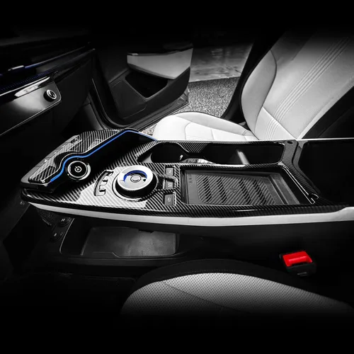 Vista 7 de YOUTOOCAR 2 cubiertas para panel de palanca de cambios compatibles con accesorios Kia EV6 2022-2026 (patrón de fibra de carbono)