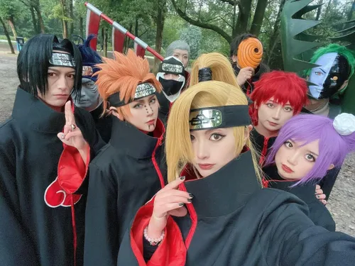 Vista 4 de Im.Create - Bata larga unisex para Halloween, disfraz de capa Akatsuki para adultos, talla S