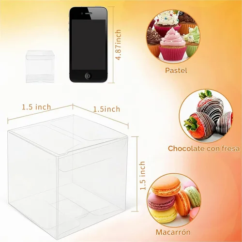 Vista 2 de Cotopher - 120 unidades de cajas de regalo transparentes, cajas de plástico transparentes de 3,8 x 3,8 x 3,8 cm para trufa de chocolate. Mini cajas