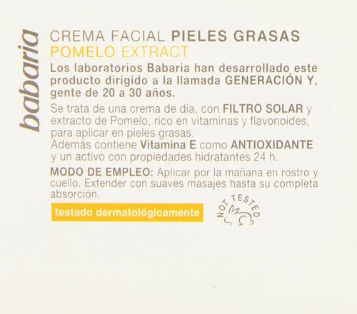 Vista 4 de Babaria Crema facial de pomelo para piel grasa joven 1.7 fl oz