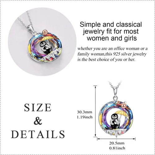 Vista 3 de YAFEINI Pandavacabúhopolillagatodelfínpingüinofénixunicornio collar de plata esterlina amante de los animales regalo para mujeres joyería