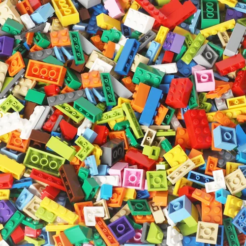 Vista 4 de Ladrillos de construcción compatibles con Lego Classic, 500 piezas de bloques de construcción básicos a granel en color aleatorio